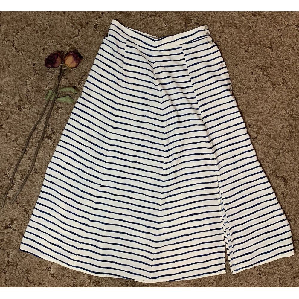 For Sienna Skirt Women's Size 2 White Blue Long‎ Striped Boutique Ladies